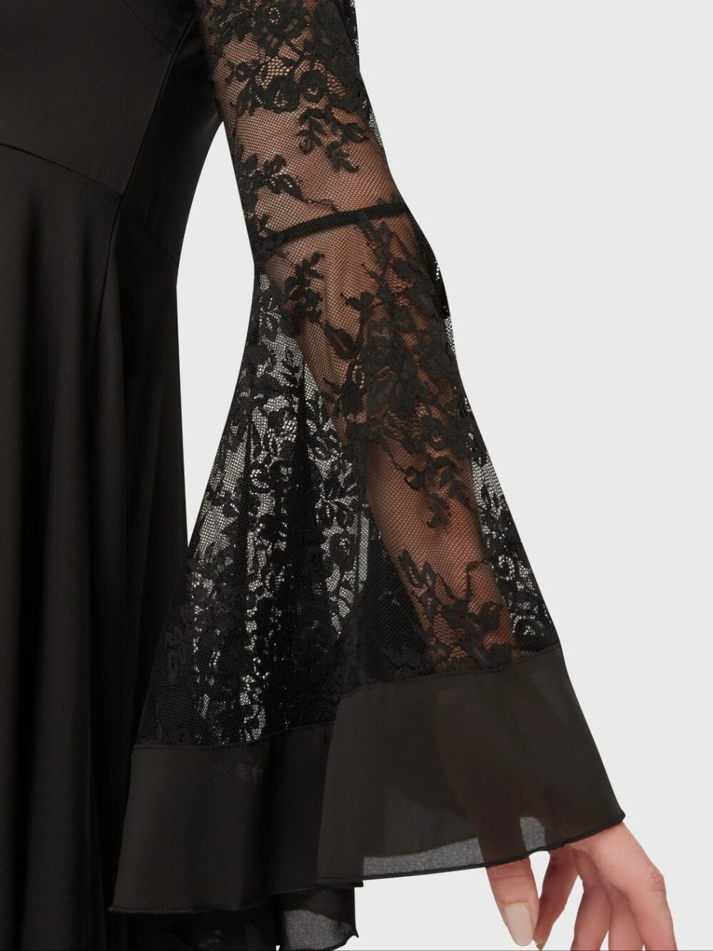 Killstar Black Lace Maxi Dress with Fluted Sleeves - Picture 3 of 5